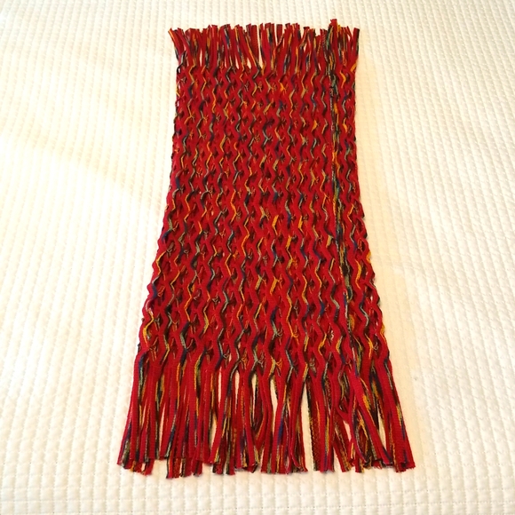 Fraas Scarf, Cowl/Infinity Neck Diamond Pattern Open Weave, Red Multicolored, OS - Picture 3 of 7
